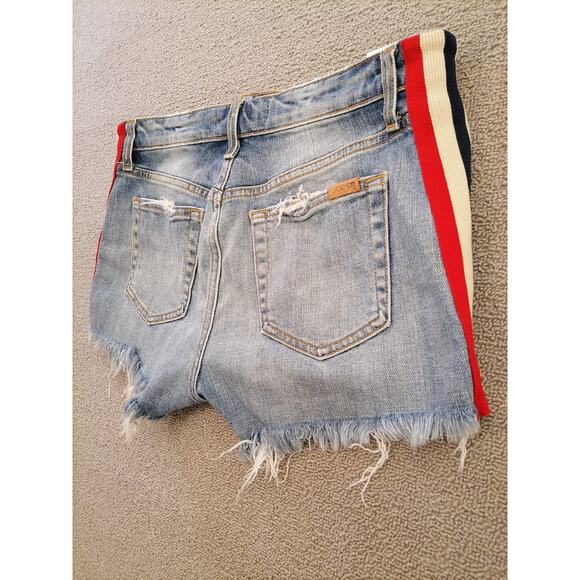 Joe’s Women’s‎ 29 Denim Cutoff Shorts – Blue Hem with Red White Side Stripes - Picture 9 of 10